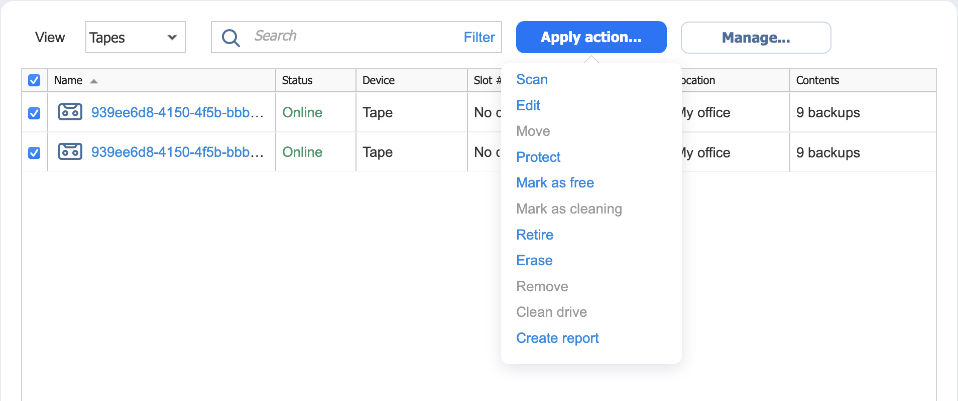 Managing Tape Cartridges